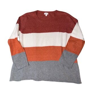 MARKET & SPRUCE Women's Striped Long Sleeve Crew Neck Sweater 2X